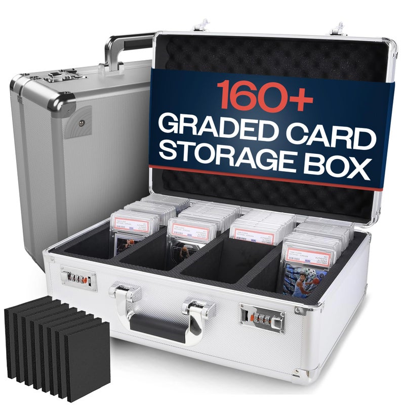 VALUN SLABPRO 160 4 ROW Graded Card Storage Box Durable Sports PSA Card Storage Box Organizer Slab for Your Collection For Baseball Football TCG MTG Cards Top Loader Design - Image 3