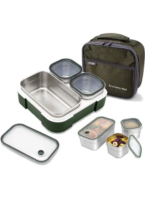 Stainless Steel Lunch Box for Kid School,Office Lunch Containers,Insulated Bento Lunch Box with Bag Stainless Steel 6.2x6.7x2 inch
Green