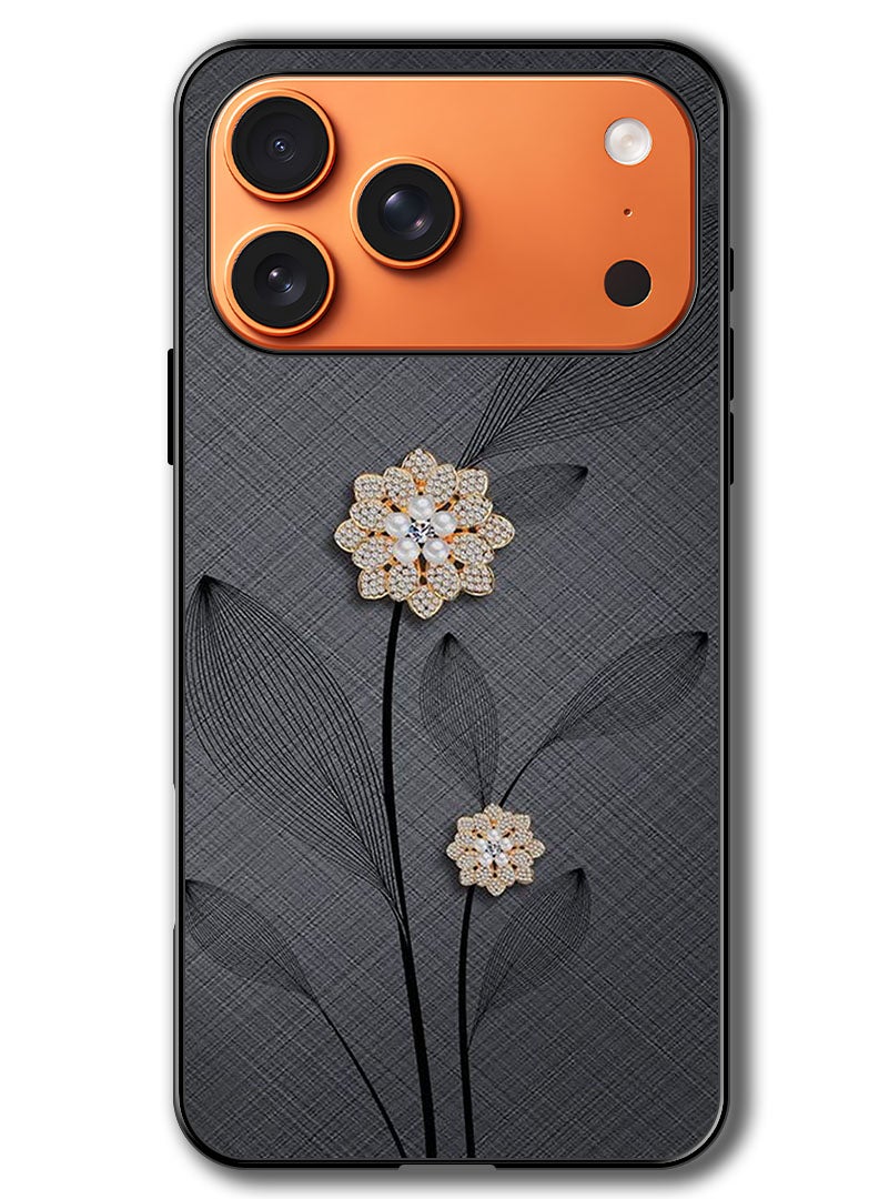 Theodor Case Compatible with Apple iPhone 17 Pro Max 6.9 Inch Protection Shockproof Bumper Cover Diamond Flowers - Image 1