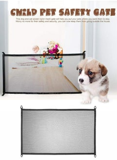 Pet barrier gate Mesh Barrier Gate for Dogs and Animals Indoor and Outdoor Safety Gate Can Be Installed Anywhere for Dogs and Cats, Includes Hooks and Adhesive Posts, 110 x 77 cm