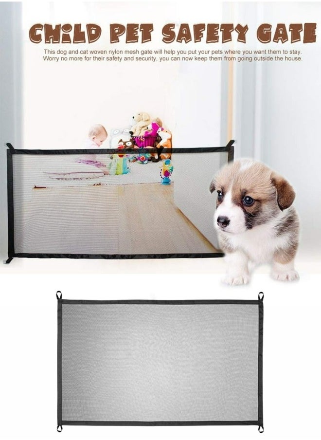Generic - Pet barrier gate Mesh Barrier Gate for Dogs and Animals Indoor and Outdoor Safety Gate Can Be Installed Anywhere for Dogs and Cats, Includes Hooks and Adhesive Posts, 110 x 77 cm - Image 1