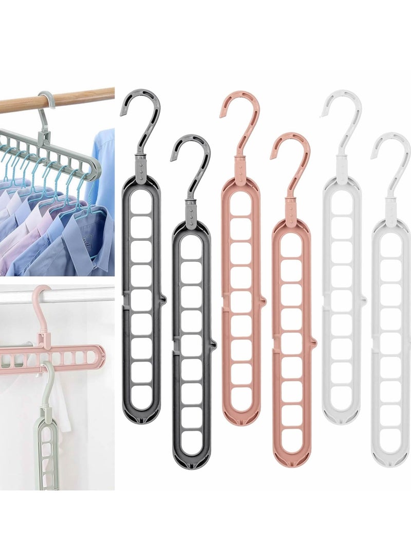6Pcs Plastic Space Saving Clothes Hangers | Multifunctional Smart Closet Organizer |Wardrobe Clothing Cascading Hanger 9 Slots Shirts Pants Dresses Coats  - Image 1
