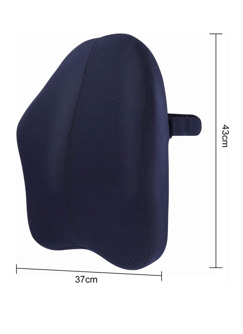 Generic - Office Chair Back Support, Ergonomic Lumbar Support Pillow, Pure Memory Foam Back Cushion with Breathable 3D Back Design for Lower Back Pain Relief, Durable Adjustable Straps for Chair/Car Seat - Image 1