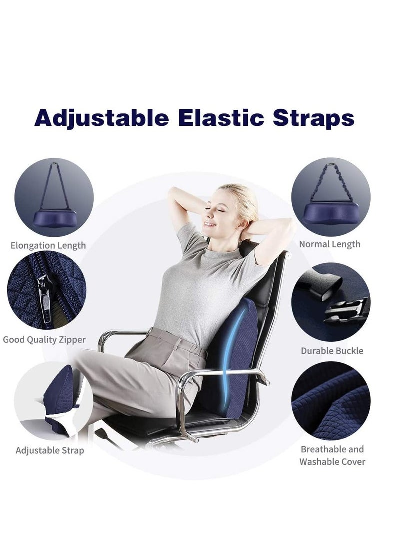 Generic - Office Chair Back Support, Ergonomic Lumbar Support Pillow, Pure Memory Foam Back Cushion with Breathable 3D Back Design for Lower Back Pain Relief, Durable Adjustable Straps for Chair/Car Seat - Image 1