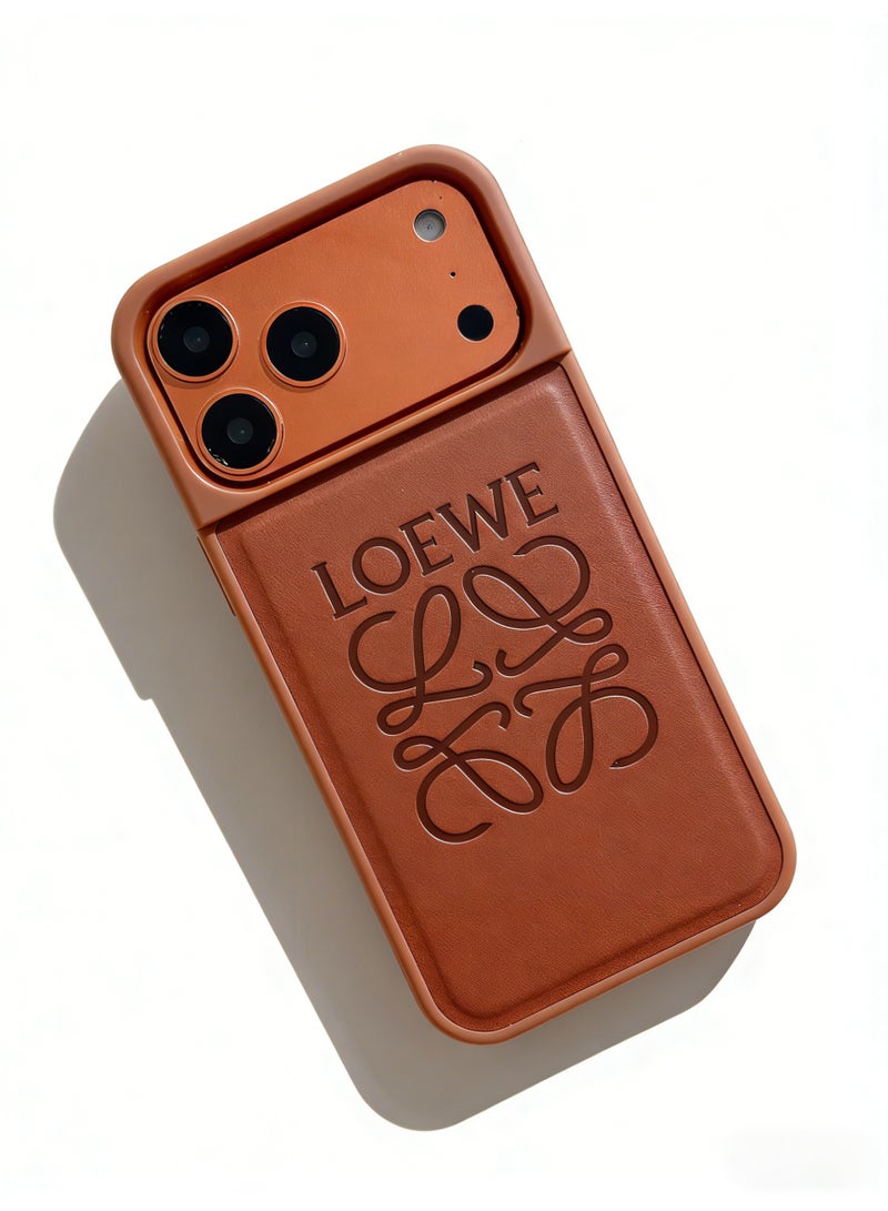 LOEWE Anagram Leather Case for iPhone 16 / 17 Pro Max | Tan Brown Classic Logo Phone Cover - Image 5