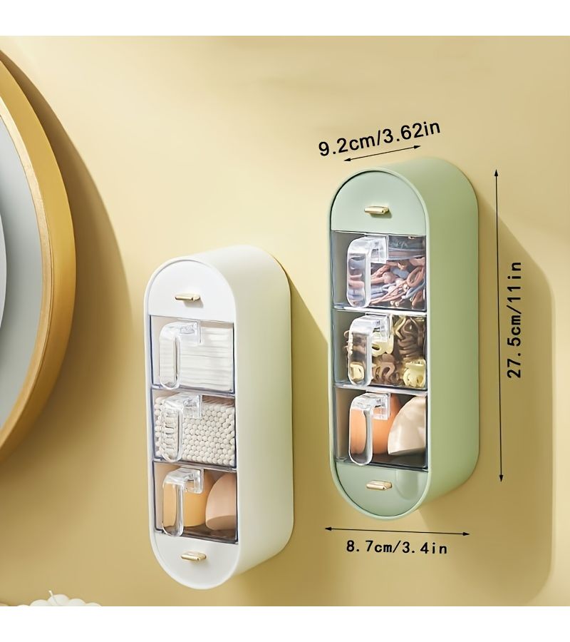Milky White Wall Mounted Spice Box 5 Grid No Punching Kitchen Storage Set - Image 3