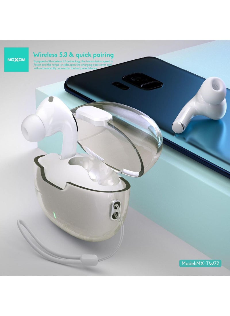 MOXOM - Moxom MX-TW72 Space Capsule Transparent TWS Wireless Earbuds with Extra Bass – High-Quality Sound and Sleek Design - Image 1
