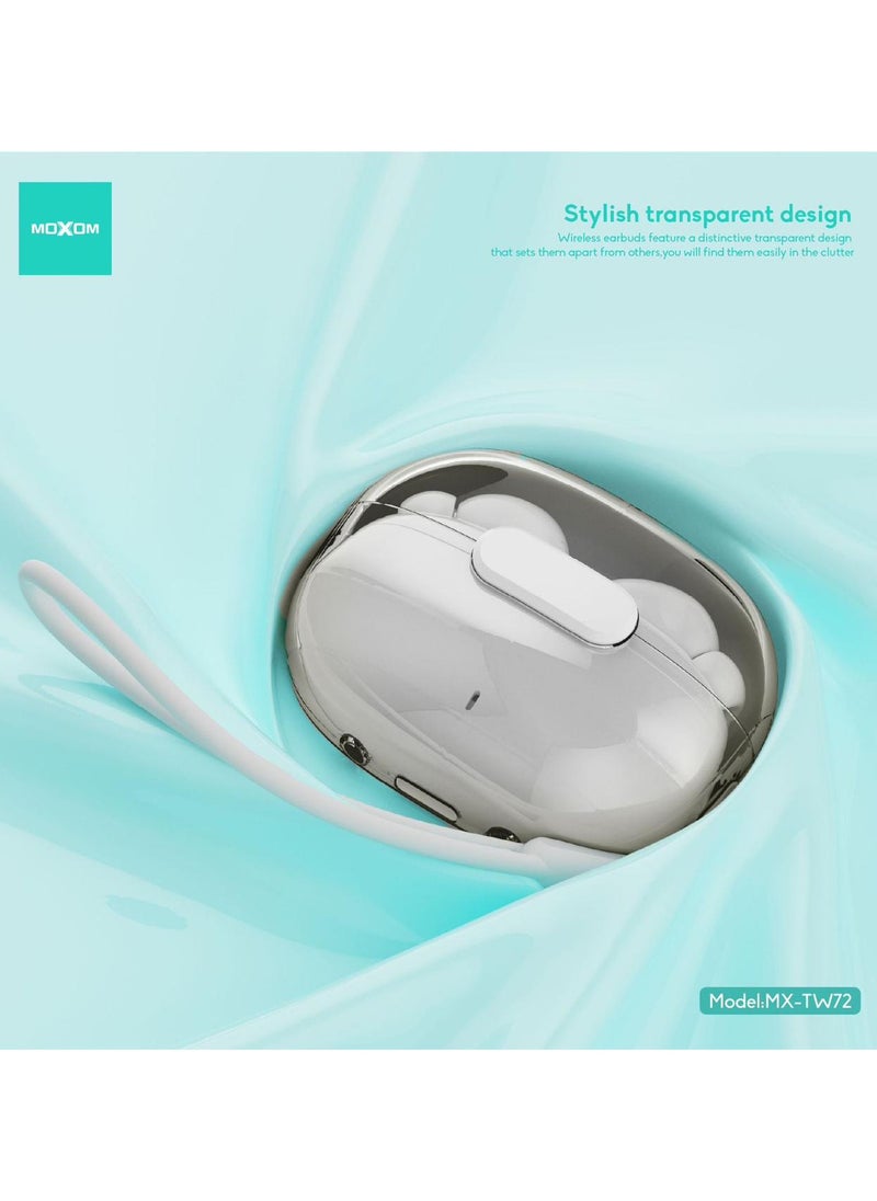 MOXOM - Moxom MX-TW72 Space Capsule Transparent TWS Wireless Earbuds with Extra Bass – High-Quality Sound and Sleek Design - Image 1