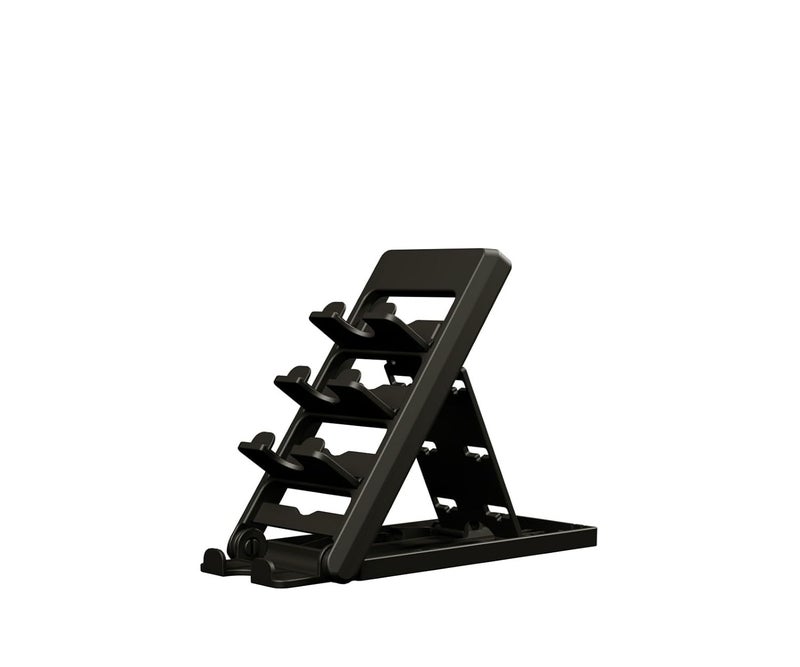 Striff حامل هاتف ذكي، طاولة، قابل للطي، حامل هاتف محمول، حامل جهاز لوحي، حامل هاتف ذكي، ارتفاع قابل للتعديل، مضاد للانزلاق، خفيف الوزن، مدمج، عمودي وأفقي، سهل الحمل (أسود) - Image 4