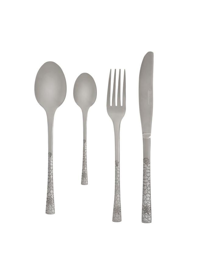 السيف  طقم ملاعق فولاذية مع علبة ألومنيوم 72 قطعة مطلية بالذهب ونقش فضي - Image 2