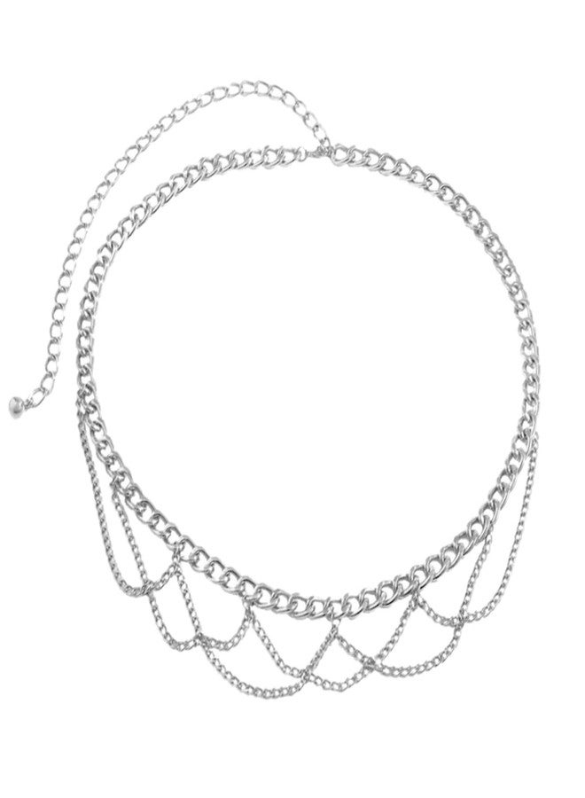 Peora Silver Plated Layered Chain Waist Belt Kamar Bandh Belly Chain Fancy Jewelllery Gift for Women - Image 1