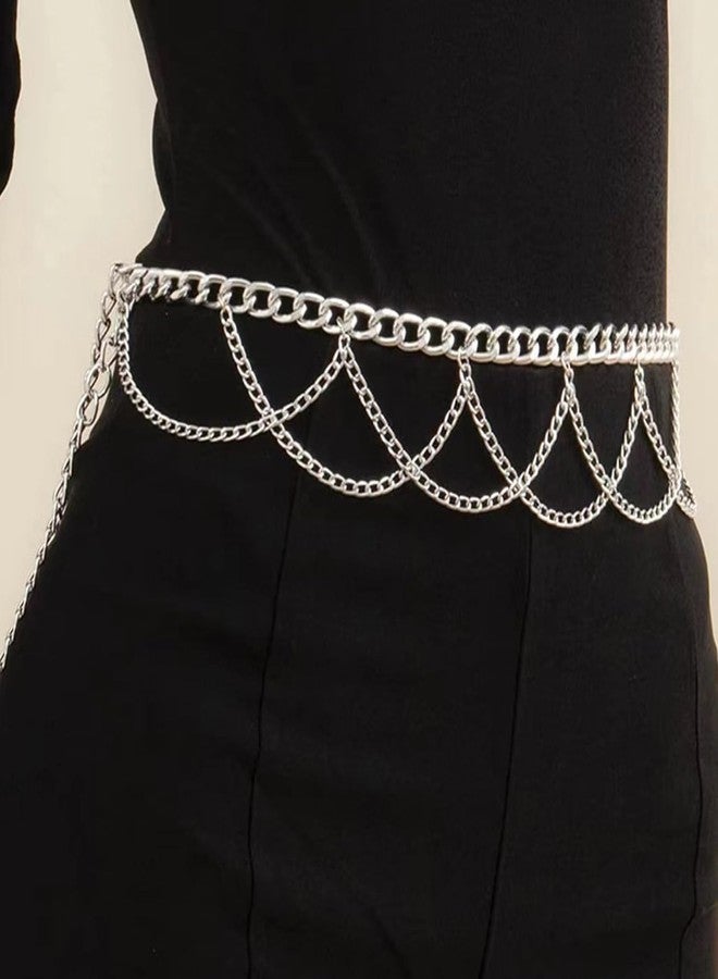 Peora Silver Plated Layered Chain Waist Belt Kamar Bandh Belly Chain Fancy Jewelllery Gift for Women - Image 2