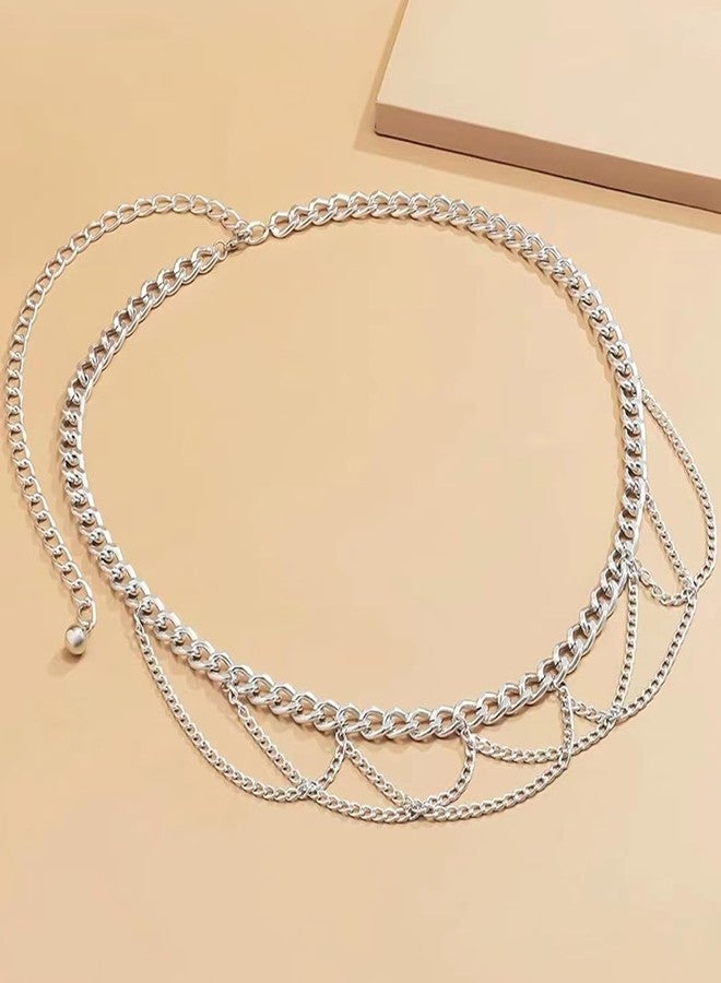 Peora Silver Plated Layered Chain Waist Belt Kamar Bandh Belly Chain Fancy Jewelllery Gift for Women - Image 4