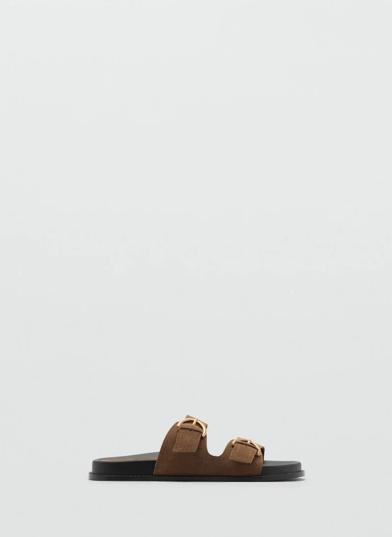 مانجو Buckles Flat Leather Sandals