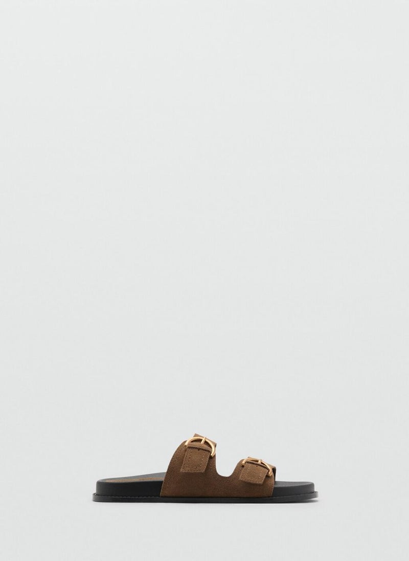 MANGO Buckles Flat Leather Sandals  - Image 1