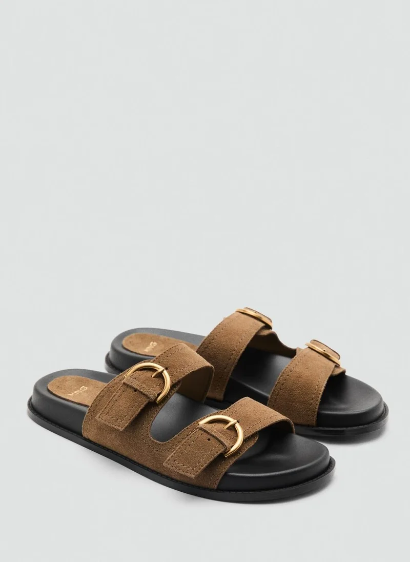 مانجو Buckles Flat Leather Sandals