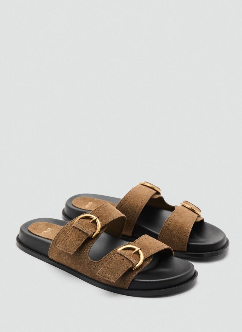 MANGO Buckles Flat Leather Sandals  - Image 2