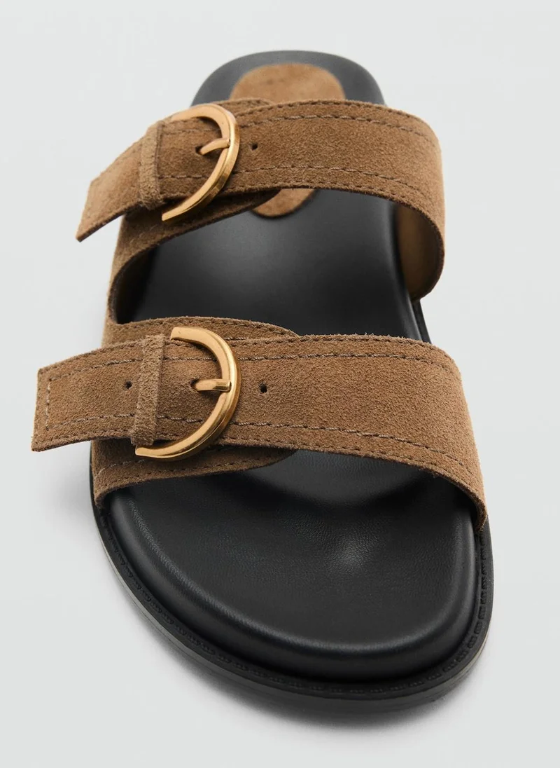 MANGO Buckles Flat Leather Sandals