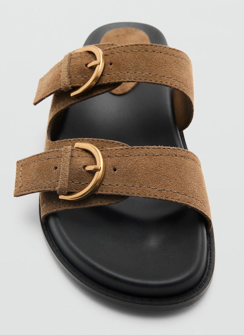 MANGO Buckles Flat Leather Sandals  - Image 5