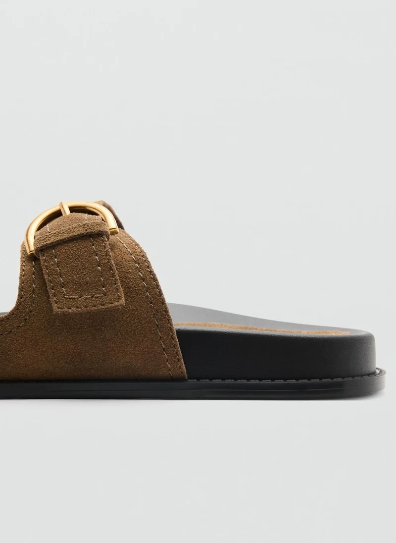 MANGO Buckles Flat Leather Sandals