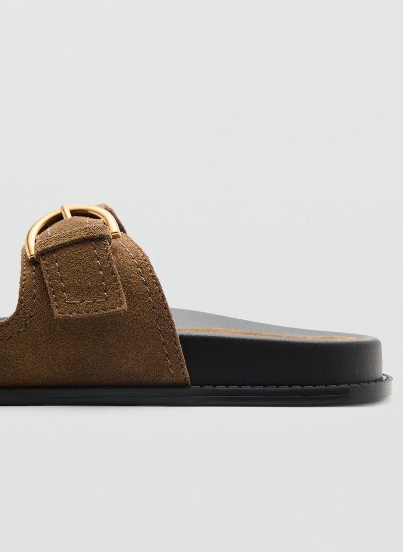 MANGO Buckles Flat Leather Sandals  - Image 3