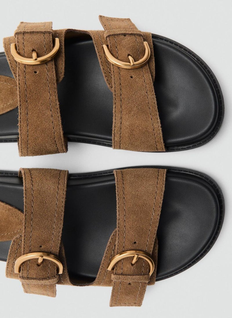 MANGO Buckles Flat Leather Sandals  - Image 4