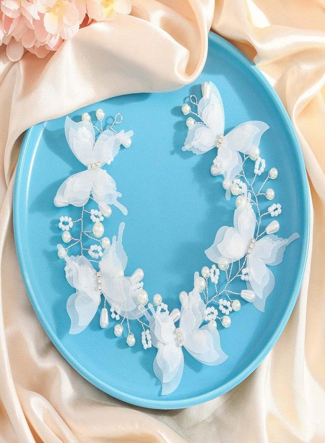 Campsis Flower Girls Hair Accessory, White Butterfly Headband, First Communionn Headpiece for Women and Girls - Image 5