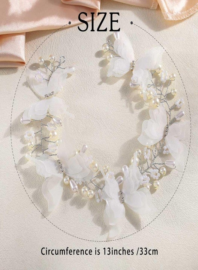 Campsis Flower Girls Hair Accessory, White Butterfly Headband, First Communionn Headpiece for Women and Girls - Image 2