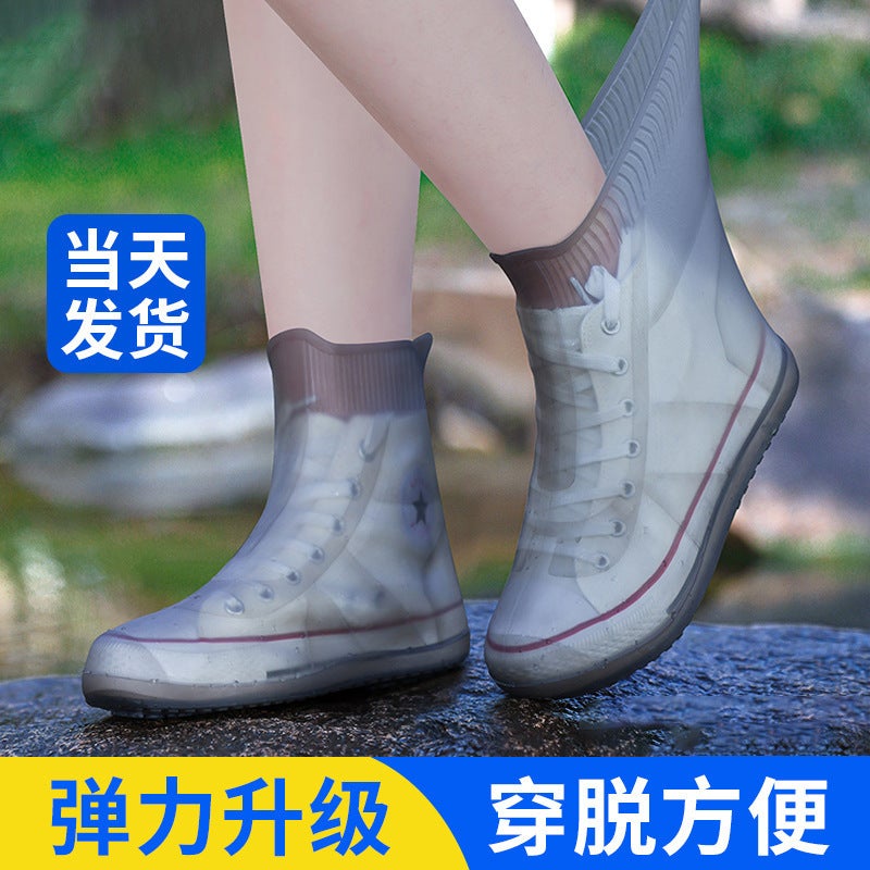Rainproof Shoe Cover Waterproof Repeated Use Children'S Non-Slip Thickened Wear-Resistant Portable Silicone Riding Shoe Cover For Women Mountain Climbing Travel - Image 3