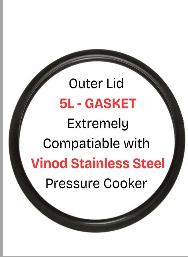 QUICK CLICK GOODS Outer Lid Gasket for Vinod Stainless Steel Pressure Cooker, 5L, Black (ONLY FOR STEEL COOKER) - Image 1