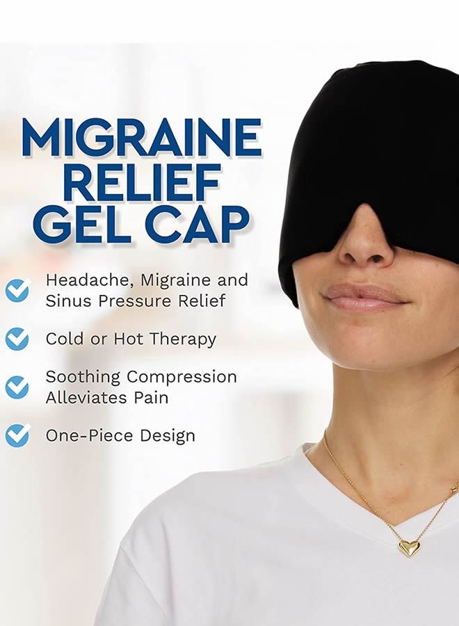 Form Fitting Migraine Relief Ice Head Wrap | Headache and Migraine Hat | Hot and Cold Therapy for Puffy Eyes, Tension, Sinus and Stress Relief 