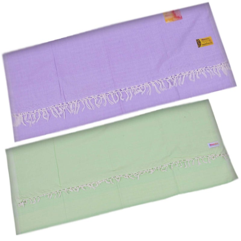 EthnicAlive Bhagalpuri Handloom Chadar Combo Pack of 2 Purple and Olive (Size 220x125cm) - Image 3