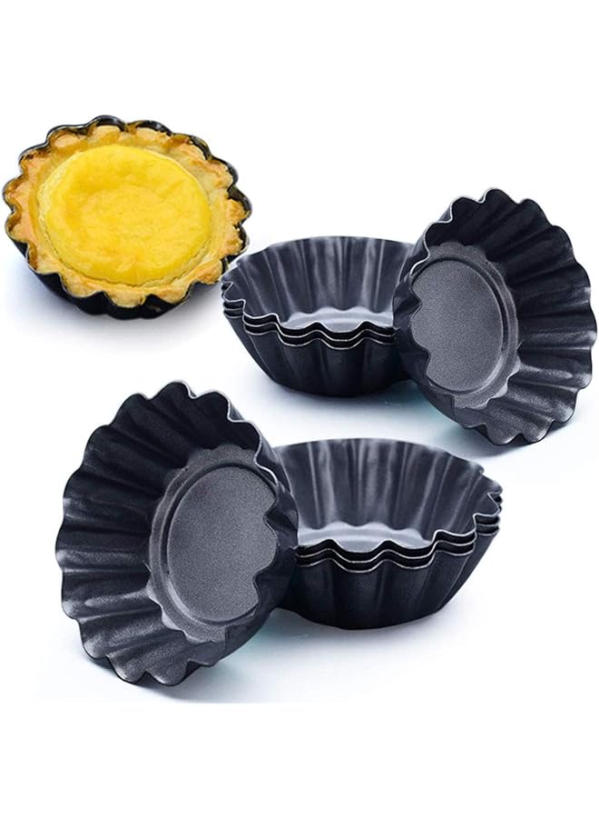 12 Packs Egg Tart Mold Tart Pans, Size 2.6 x 0.9inch, Cupcake Cake Muffin Baking Cups Tin Pan Baking Tool, Carbon Steel