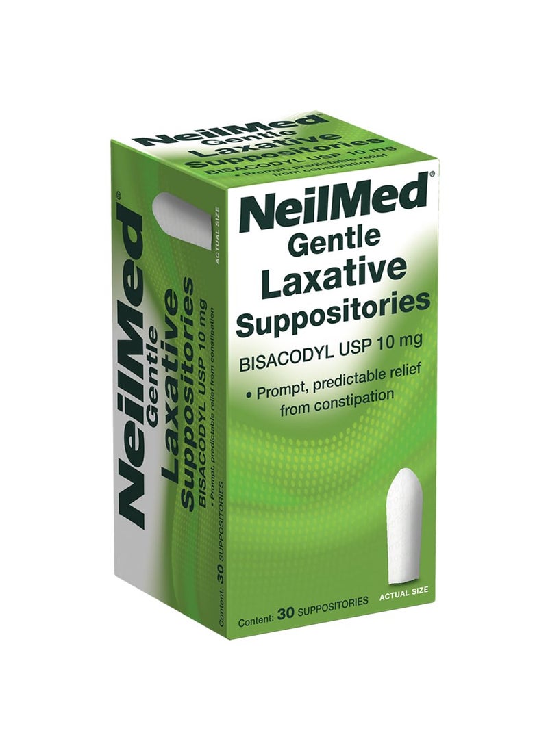 NeilMed NeilMed Gentle Laxative Suppositories Bisacodyl USP 10mg - Prompt, Predictable Relief from Constipation, Works in 15 Minutes to 1 Hour - 30 Count 