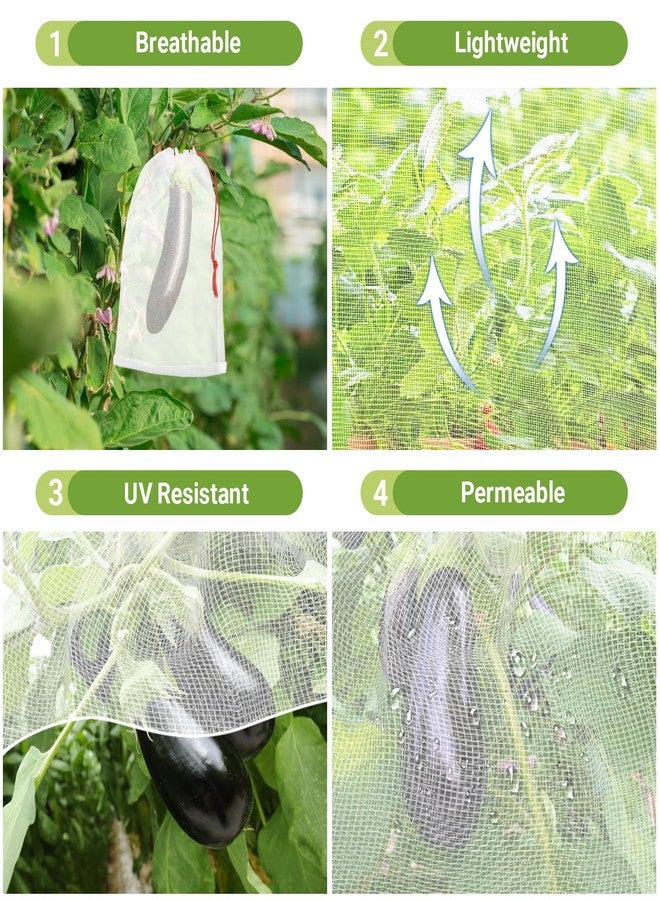 ENPOINT Fruit Protection Bags for Fruit Tree, 50pcs 8x12 in Grape Netting Bags with Drawstring, Reusable Fruit Cover Bags Mesh Protect Fruits Plants Flowers Veggies from Insects Birds Flies - Image 3