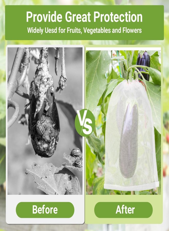 ENPOINT Fruit Protection Bags for Fruit Tree, 50pcs 8x12 in Grape Netting Bags with Drawstring, Reusable Fruit Cover Bags Mesh Protect Fruits Plants Flowers Veggies from Insects Birds Flies - Image 2