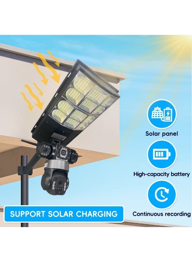 ELTRAZONE Solar-Powered Street Light with 360° CCTV Camera, IP66 Waterproof LED Floodlight, Dual Lens, Night Vision, Audio Recording, Motion Detection, Cloud & SD Storage, App & Remote Control - Image 2