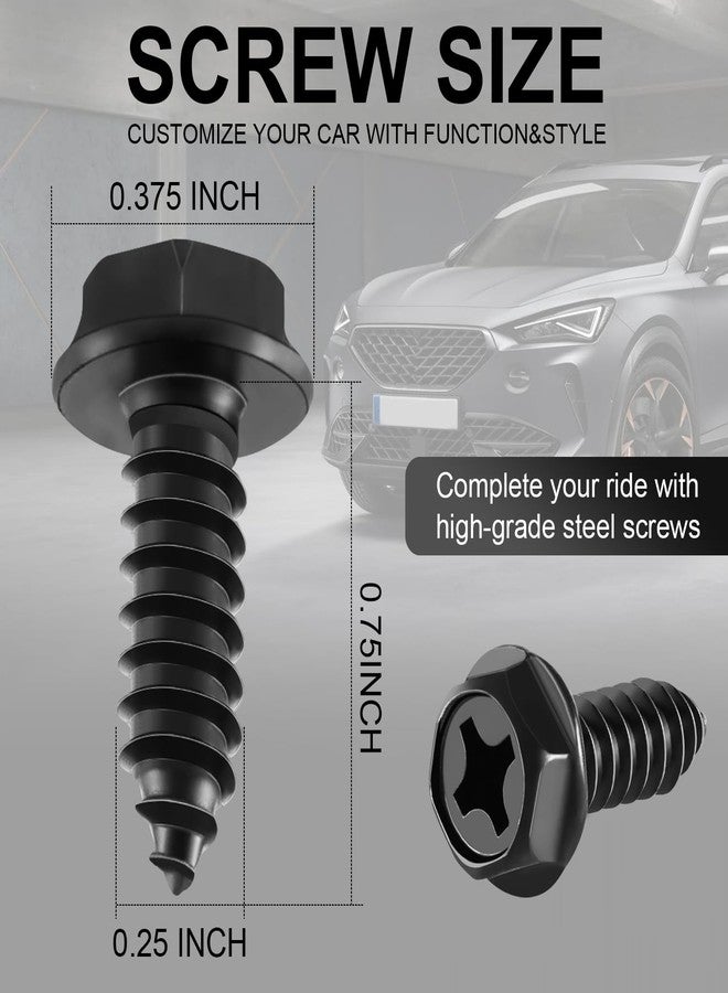 LivTee Rustproof License Plate Screws for Securing License Plates Frames and Covers on Cars and Trucks, 4 Sets Premium Stainless Steel Self Tapping Mounting Bolts (Black Zinc Plated) - Image 2