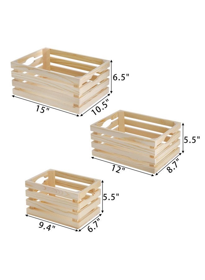 ZENFUN 3 Pack Wooden Nesting Crates with Handles, Decorative Hand Crafted Wood Box Nesting Crate Farmhouse Storage Basket Container for Display and Organization, Home Centerpieces - Image 2