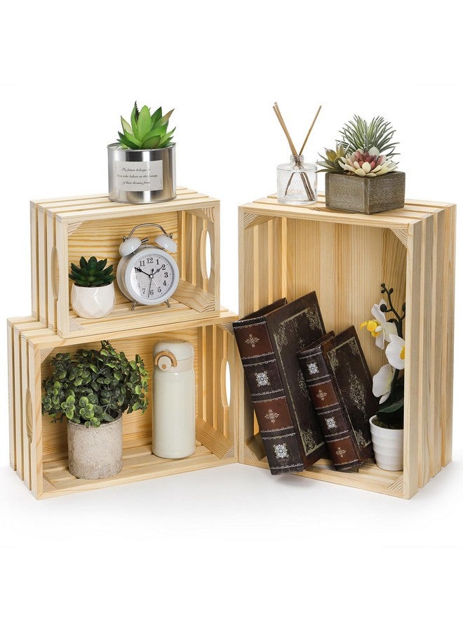 ZENFUN 3 Pack Wooden Nesting Crates with Handles, Decorative Hand Crafted Wood Box Nesting Crate Farmhouse Storage Basket Container for Display and Organization, Home Centerpieces - Image 5