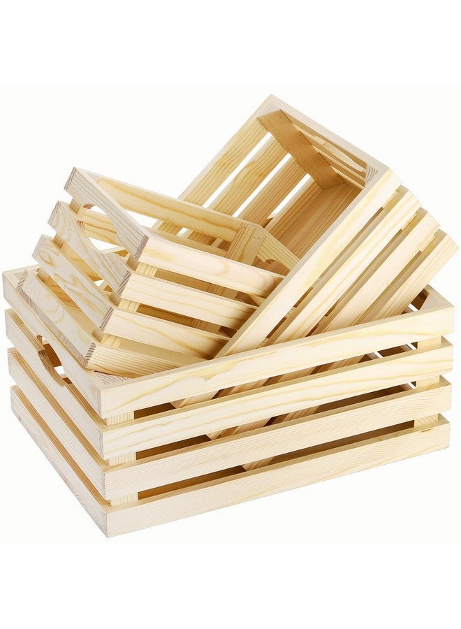 ZENFUN 3 Pack Wooden Nesting Crates with Handles, Decorative Hand Crafted Wood Box Nesting Crate Farmhouse Storage Basket Container for Display and Organization, Home Centerpieces - Image 1