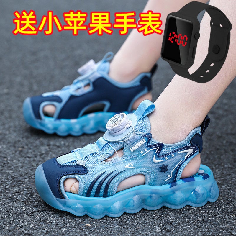 Children'S Baotou Sandals Soft Sole Anti-Slip 2024 Boys Sandals Rotating Buckle Deodorant Boys Beach Shoes - Image 2