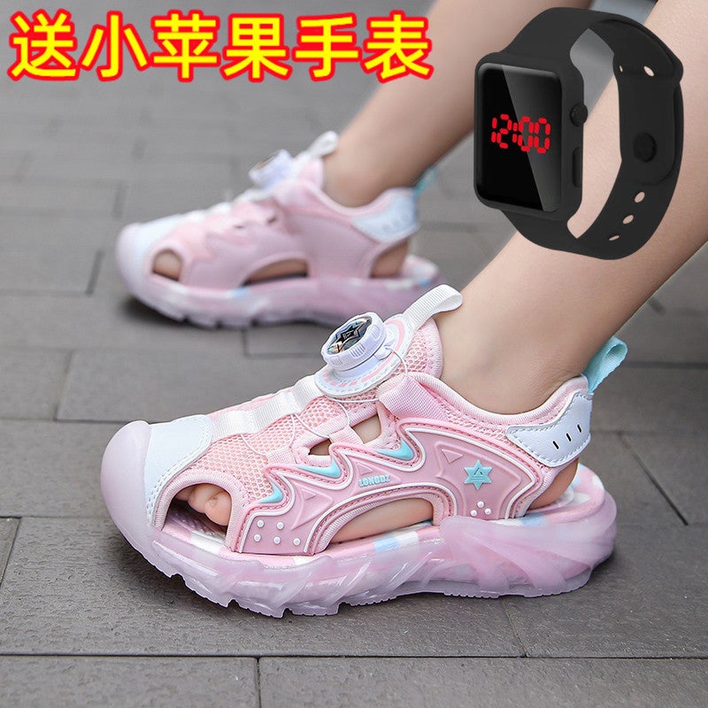 Children'S Baotou Sandals Soft Sole Anti-Slip 2024 Boys Sandals Rotating Buckle Deodorant Boys Beach Shoes - Image 5