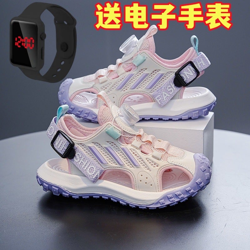 Children'S Baotou Sandals Soft Sole Anti-Slip 2024 Boys Sandals Rotating Buckle Deodorant Boys Beach Shoes - Image 1