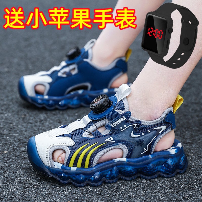 Children'S Baotou Sandals Soft Sole Anti-Slip 2024 Boys Sandals Rotating Buckle Deodorant Boys Beach Shoes - Image 4