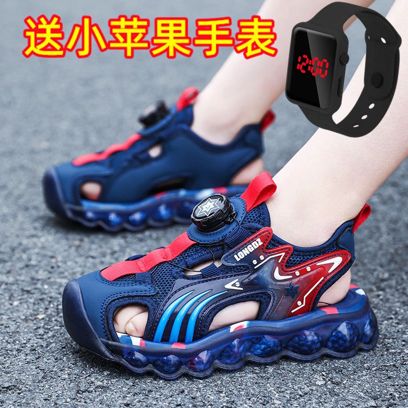 Children'S Baotou Sandals Soft Sole Anti-Slip 2024 Boys Sandals Rotating Buckle Deodorant Boys Beach Shoes - Image 3