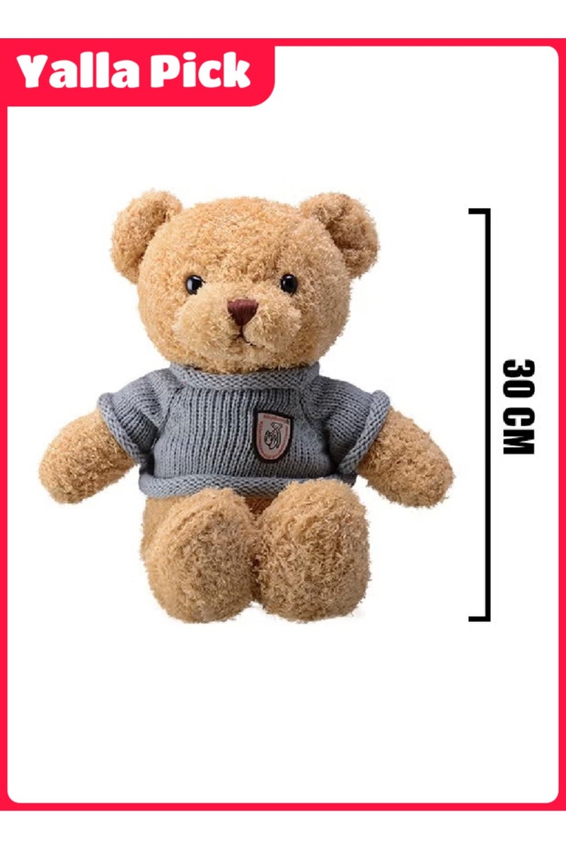 Yalla Pick Teddy Bear Plush Toy, Soft Stuffed Animal for Kids, Cute Cuddly Bear 30cm, Gift for Boys, Girls, Bedroom Decor ( Brown)  - Image 2