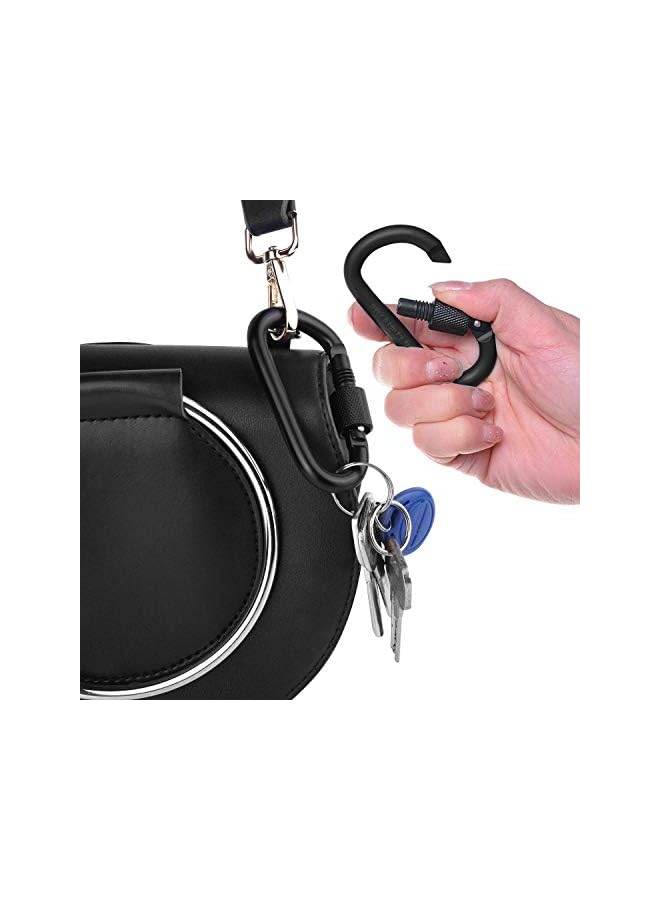 ECVV 8Pcs Locking Carabiner Clip D Ring Spring Snap Key Chain Hook 3" Screw Gate Hook Travel Aluminum Carabiners Black  - Image 3