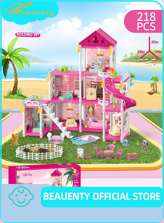 Beauenty Doll House Dream House for Girls Pretend Toys 3 Story 8 Rooms Dollhouse Toddler Playhouse DIY Building Kids Gift for for 3-10 Year Old Girls  - Image 1