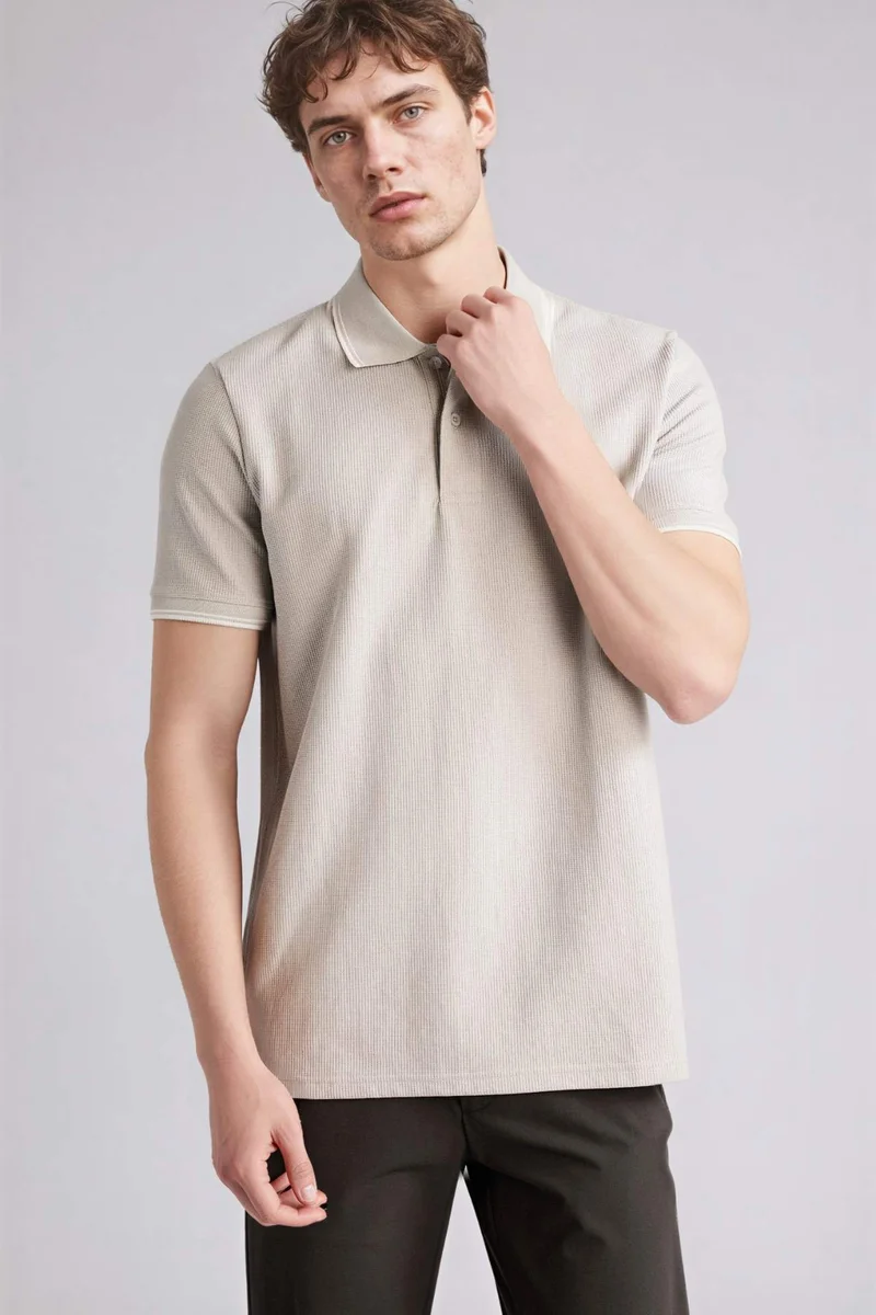 ديفاكتو Regular Fit Polo Collar Short Sleeve Polo T-Shirt